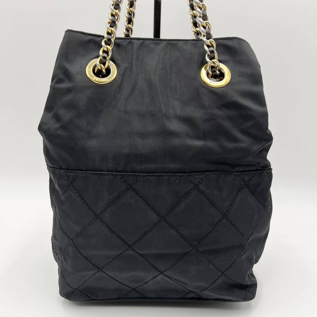 1円〜 【美品】 PRADA プラダ ショルダーバッグ Wゴールドチェーン 