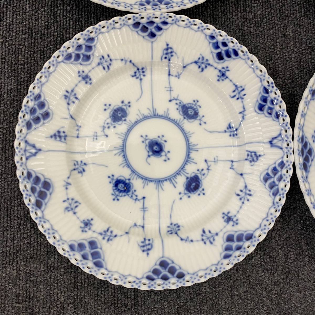 C-9647【１円～】ロイヤルコペンハーゲン おまとめ ブルーフルーテッドプレイン フルレース お皿 プレート ６客セット まとめ売り_2