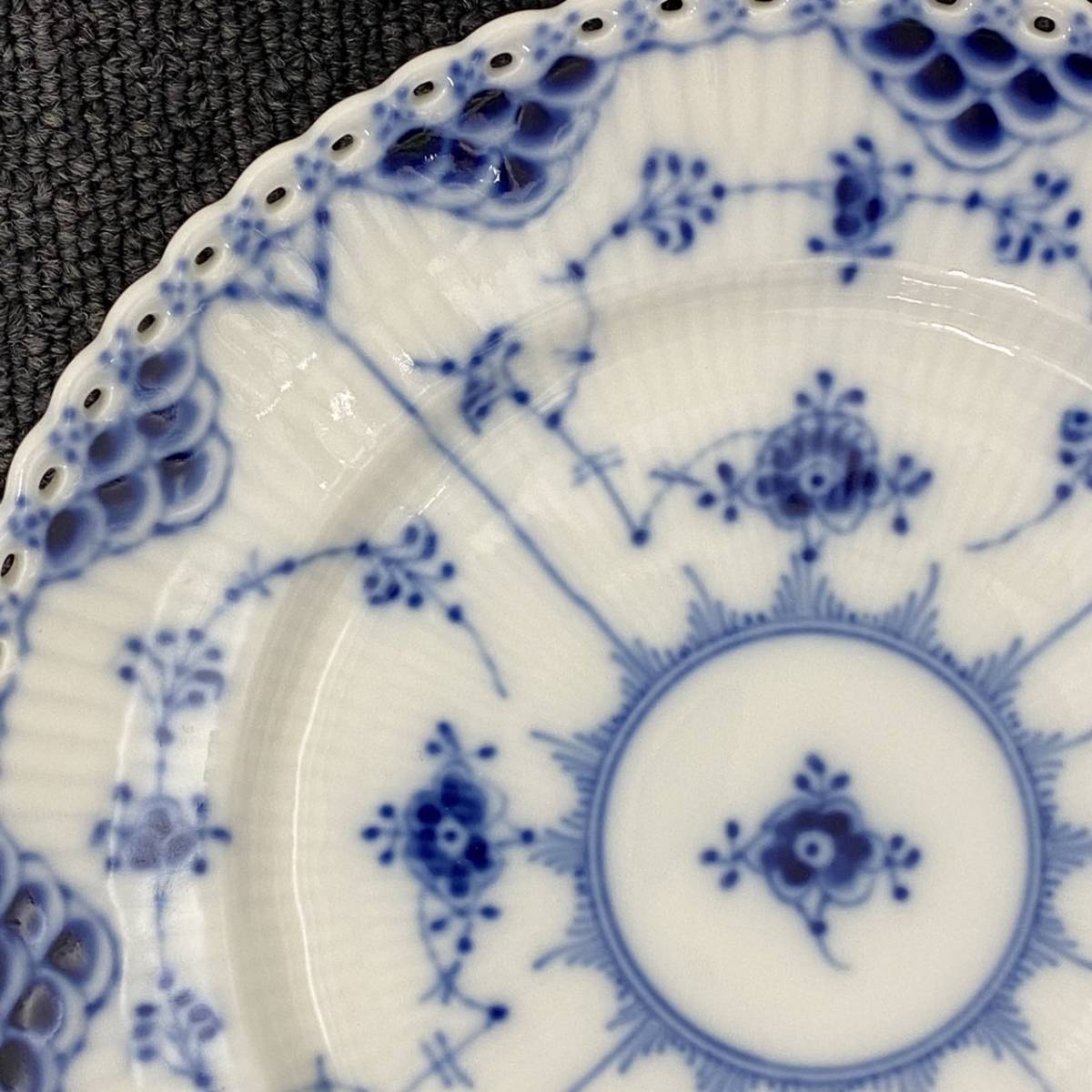 C-9647【１円～】ロイヤルコペンハーゲン おまとめ ブルーフルーテッドプレイン フルレース お皿 プレート ６客セット まとめ売り_5