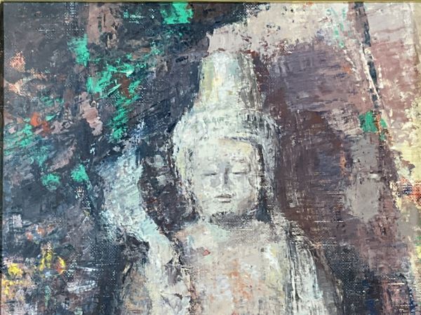 真作保証□油彩□山本吉雄□仏像□日展評議員 示現会常任理事 師
