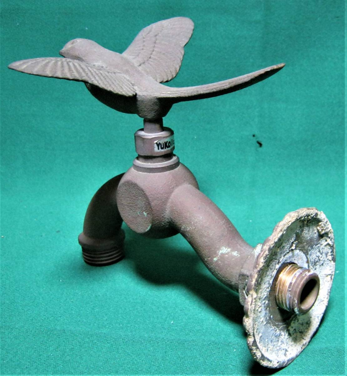送料無料】□水道蛇口□水栓□鳥柄□レトロ□アンティーク□真鍮製 