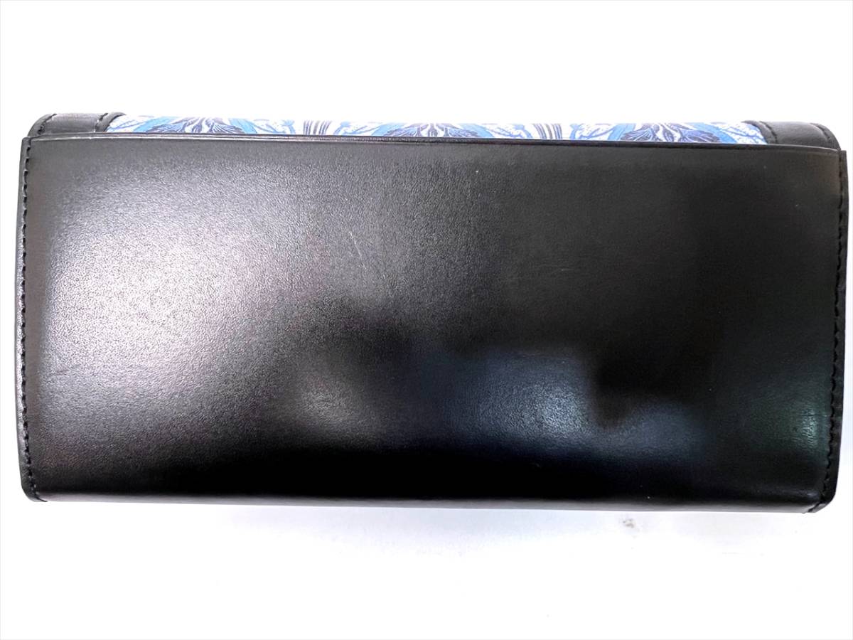 未使用美品 ANNA SUI アナスイ ロゴ スタッズ 二つ折り長財布 ブルー 
