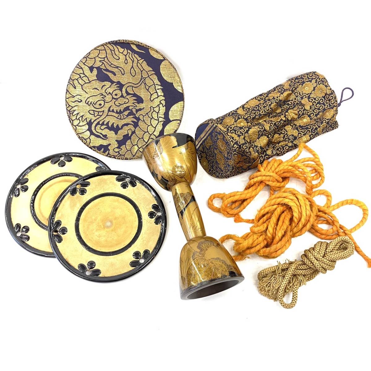 鼓 和楽器 Yahoo!オークション 漆塗り 金彩 蒔絵 小鼓 メルカリ 雀 竹 