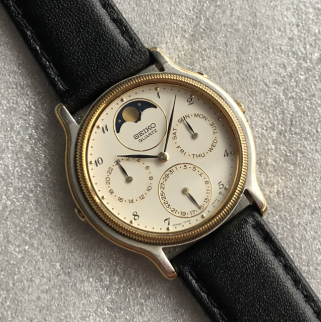 新作登場，お買い得 SEIKO ムーンフェイズ デイデイト GMT 白 ゴールド カラー 7F38 コンプリケーション コンビ トリプルカレンダー 好きに も MOON UTC(その他)｜売買されたオークション情報、yahooの商品情報をアーカ その他