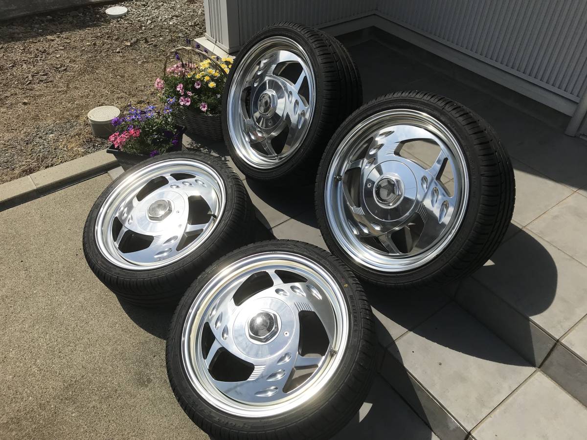 レア】LUCKY STAR SLASH-B 17x7J+42 PCD100-4H 205/40R17バリ山タイヤ 