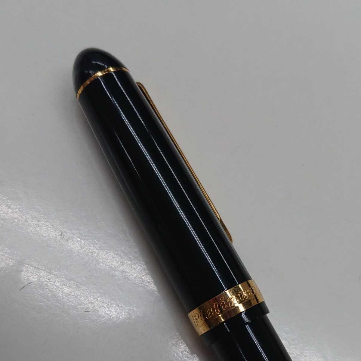 ☆PLATINUM プラチナ 万年筆 2本セット 中字 ペン先 18K 18金 黒×ゴールド