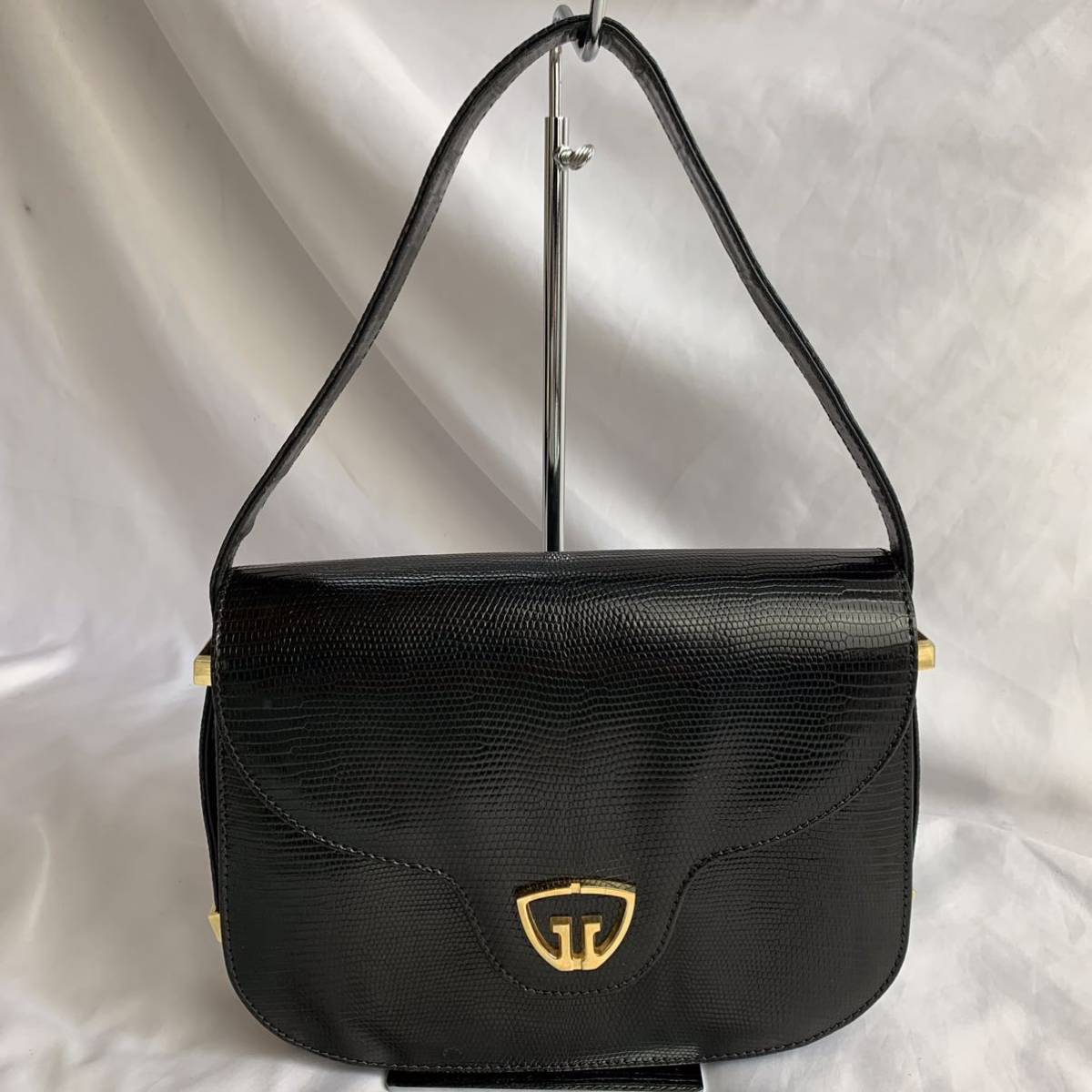 1円 GUCCI グッチ インターロッキングG 型押しレザー ブレスレット 