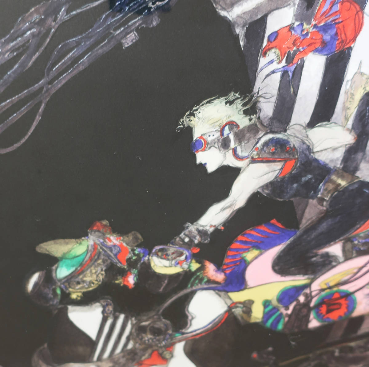 天野喜孝「鉄馬(ハーレー)」ミクスドメディア 額装 真作保証(版画 