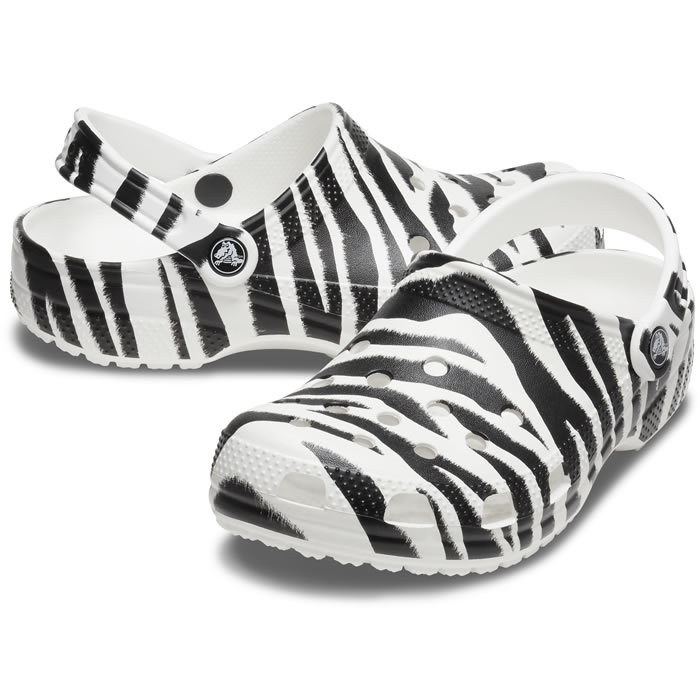 24cm クロックス クラシック アニマル プリント クロッグ ホワイトｘゼブラ プリント Classic Animal Print Clog WhiteｘZebra Print M6W8