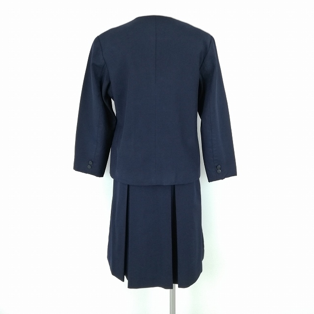 1円 イートン ジャンパースカート 上下2点セット 大きいサイズ 冬物 長袖 女子 学生服 中学 高校 紺 制服 中古 ランクB NA9457_2