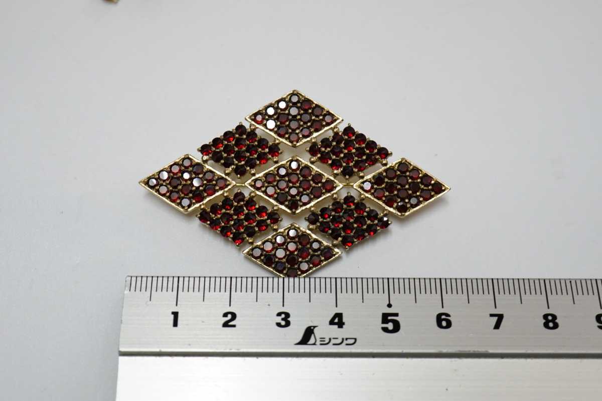 271 ガーネット ブローチ ヴィンテージ アクセサリー 925刻印 色石