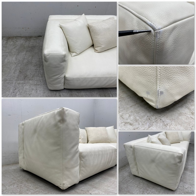 美品□カッシーナ□BOX2人掛けワイドソファ□名作□フェザー□ナス