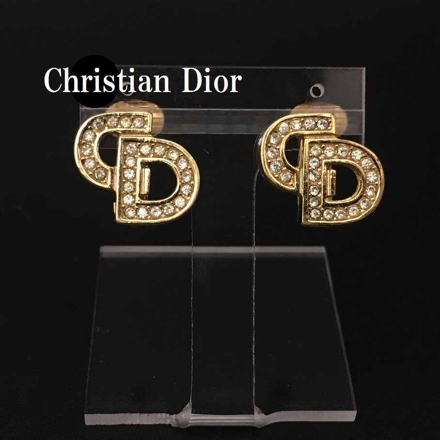 Christian Dior ラインストーン×CDロゴ チェーンリング Christian Dior 