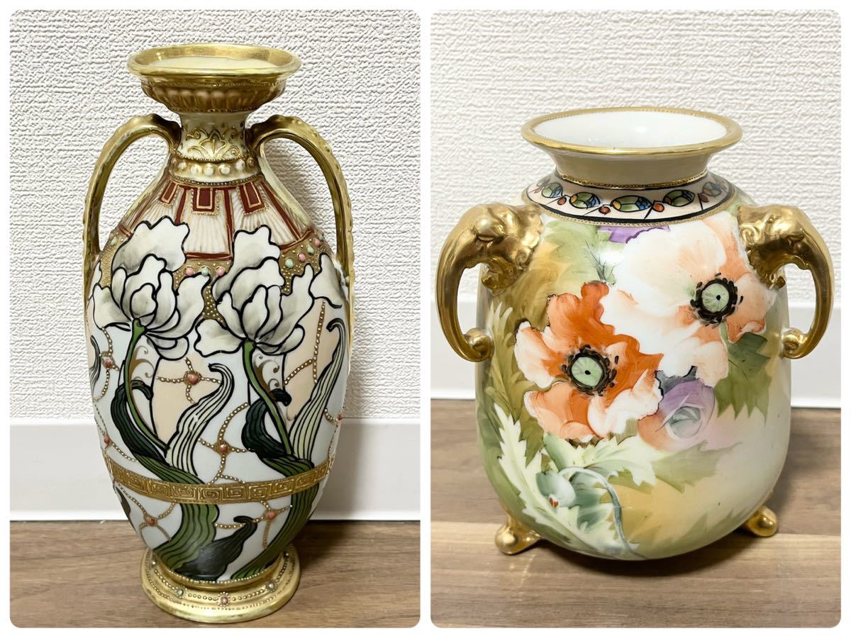 オールドノリタケ 花瓶まとめ Hand Painted NIPPON 陶器 花器 花 オールドノリタケ 花瓶まとめ Hand Painted NIPPON 陶器 花器 花