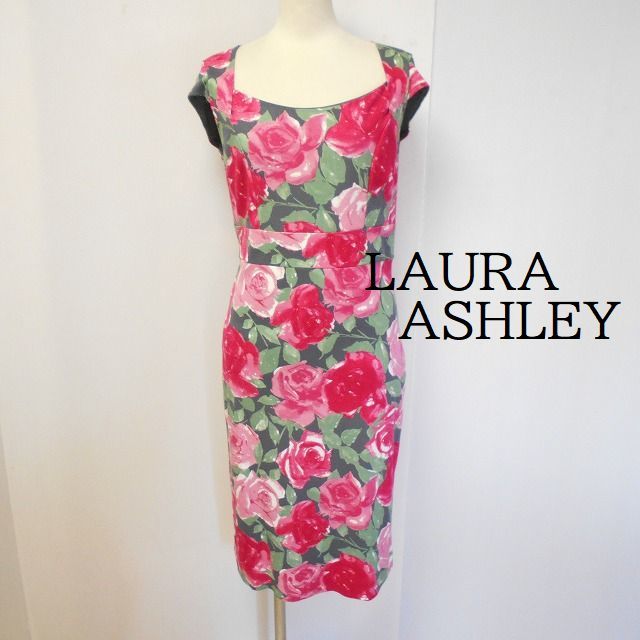 高品質，定番人気 723016 LAURA ASHLEY ローラアシュレイ グレー&times;ピンク 花柄 ワンピース(ワンピース)｜売買されたオークション情報、yahooの商品情報をアーカイブ公開 - オークファン 女性用