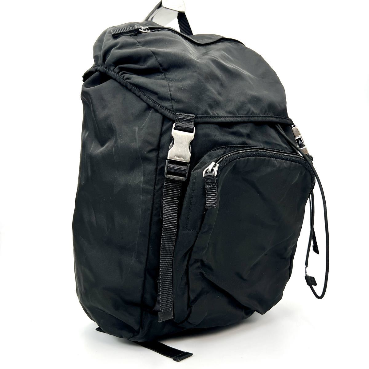 送料無料，人気 1円〜 PRADA プラダ リュックサック ショルダーバッグ ロック金具 三角ロゴプレート シルバー金具 巾着 黒 ブラック テスート ナイロン(リュック)｜売買されたオークション情報、yahooの商品情 かばん、バッグ