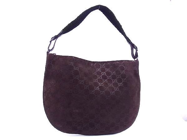 GUCCI ホーボーバッグ ダークブラウン スエード ワンショルダー