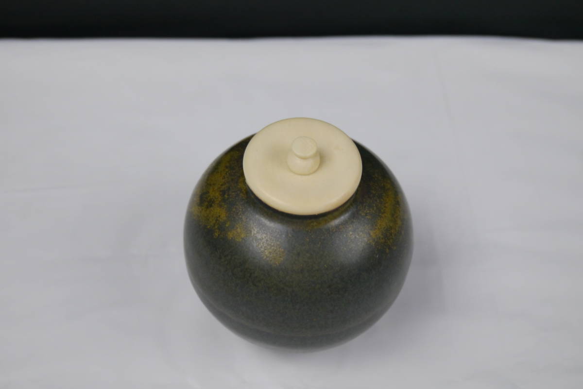 丹波焼 丹波焼尾中窯市野信水肩衝茶入共箱仕覆付茶道具茶器吉野