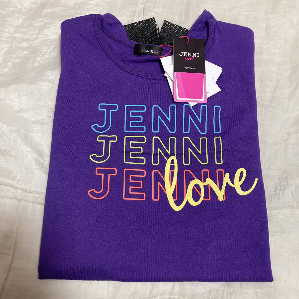 新品タグ付き☆JENNI love 袖メッシュTシャツ 150 紫 パープル 