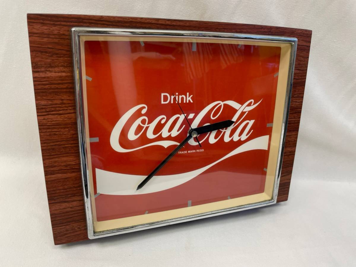 中古品】コカ・コーラ coca cola 昭和レトロ 壁掛け時計 木目調 