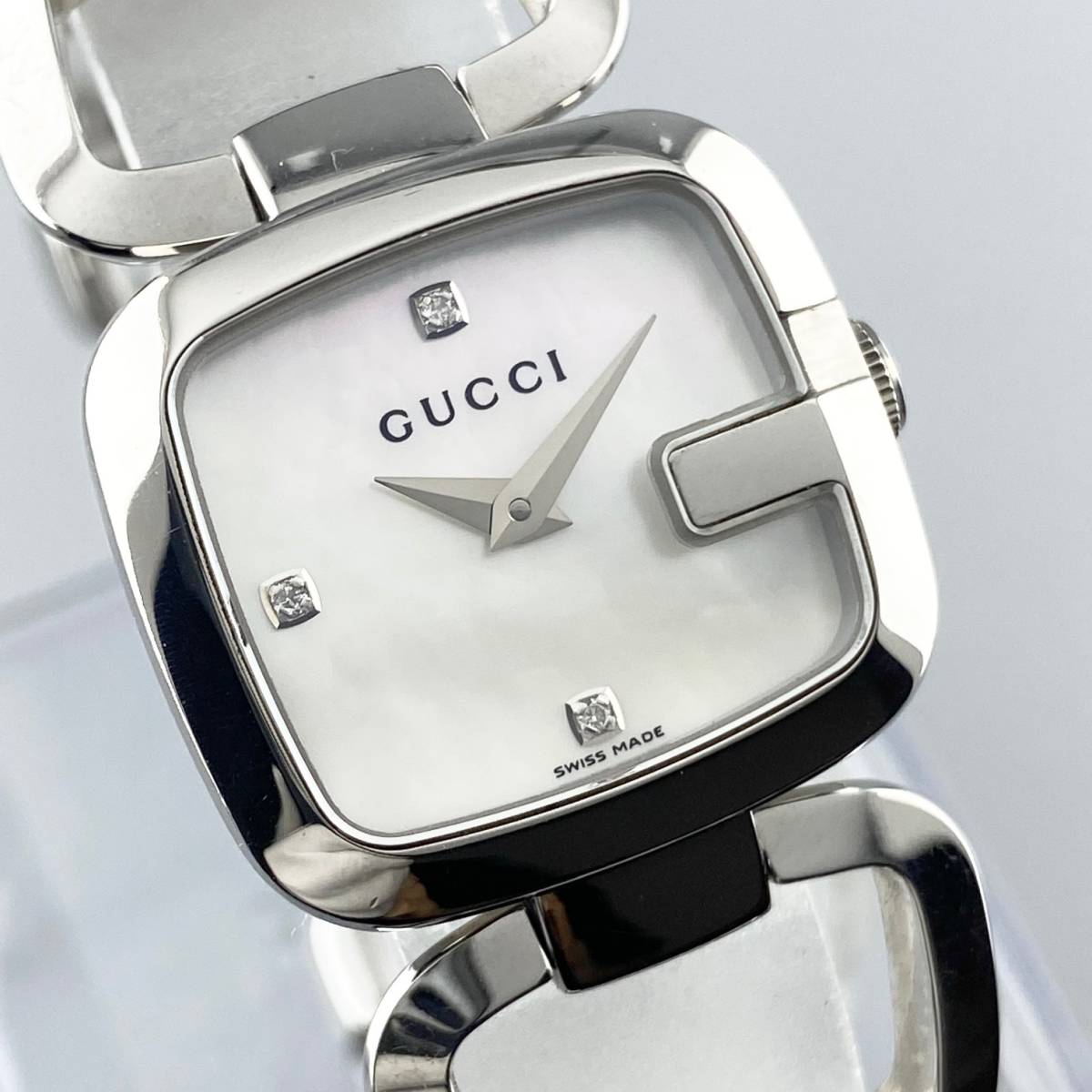 1円〜】GUCCI グッチ 腕時計 レディース 125.5 Gフレーム 3Pダイヤ