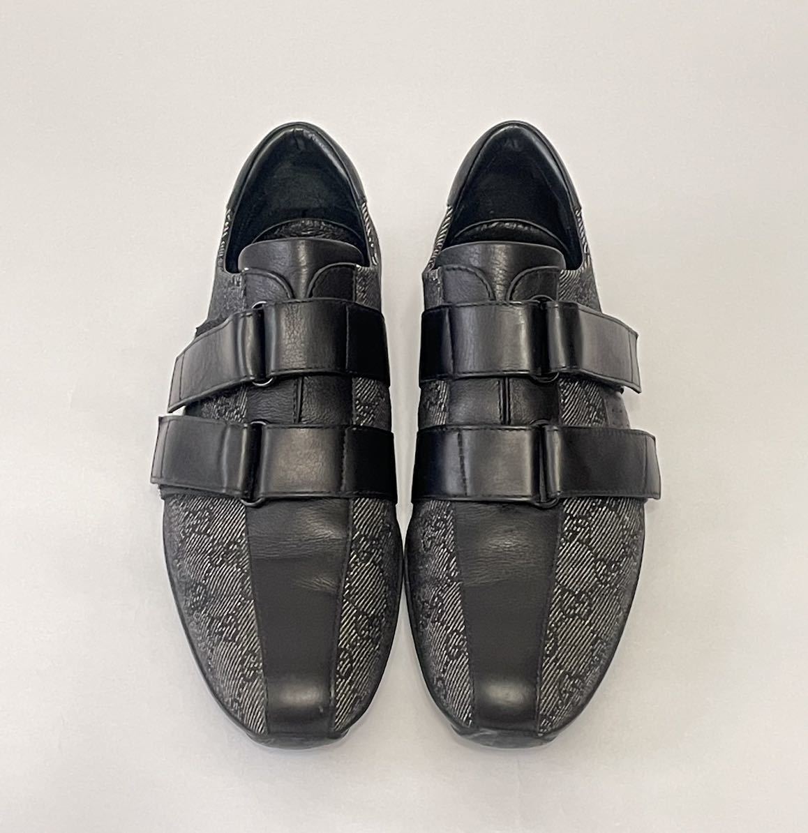 ✨グッチ GG柄 キャンバス×レザー ブラック ベルクロ スニーカー GUCCI グッチ GG柄 キャンバス ダブル ベルクロ ローカット スニーカー