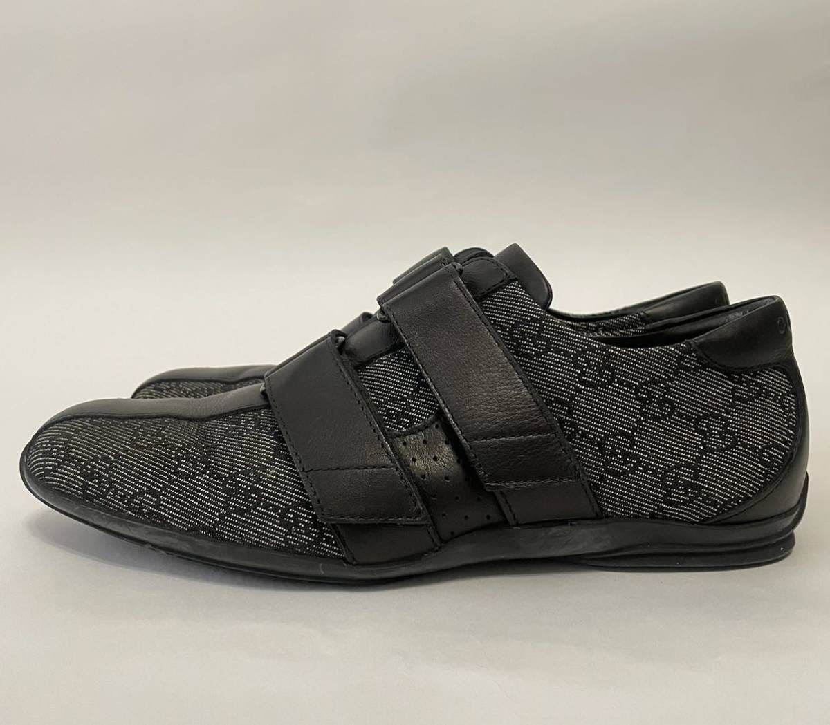 ✨グッチ GG柄 キャンバス×レザー ブラック ベルクロ スニーカー GUCCI グッチ GG柄 キャンバス ダブル ベルクロ ローカット スニーカー