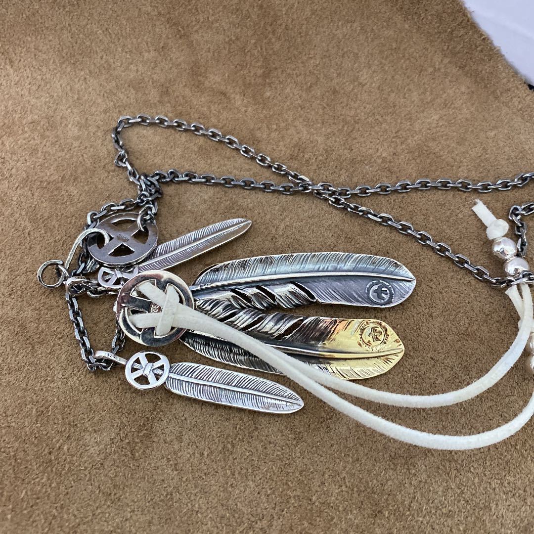 silver925 上金ハートフェザー 先金フェザー ネックレス 神セット 新品 