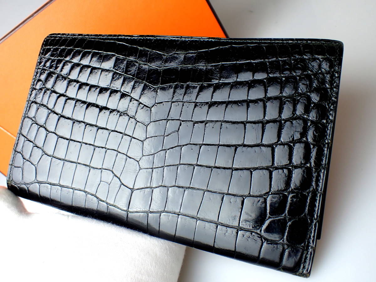 HERMES エルメス　長財布 正規品 エルメス HERMES クロコダイル 二つ折り長財布 1846B正規品