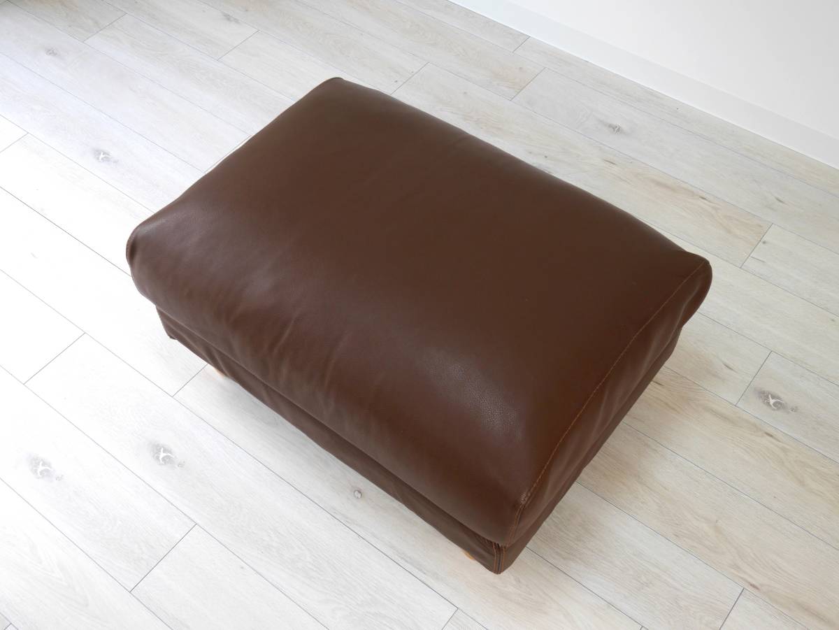無印良品 MUJI 革張り レザー ブラウン フェザークッション ポケット 