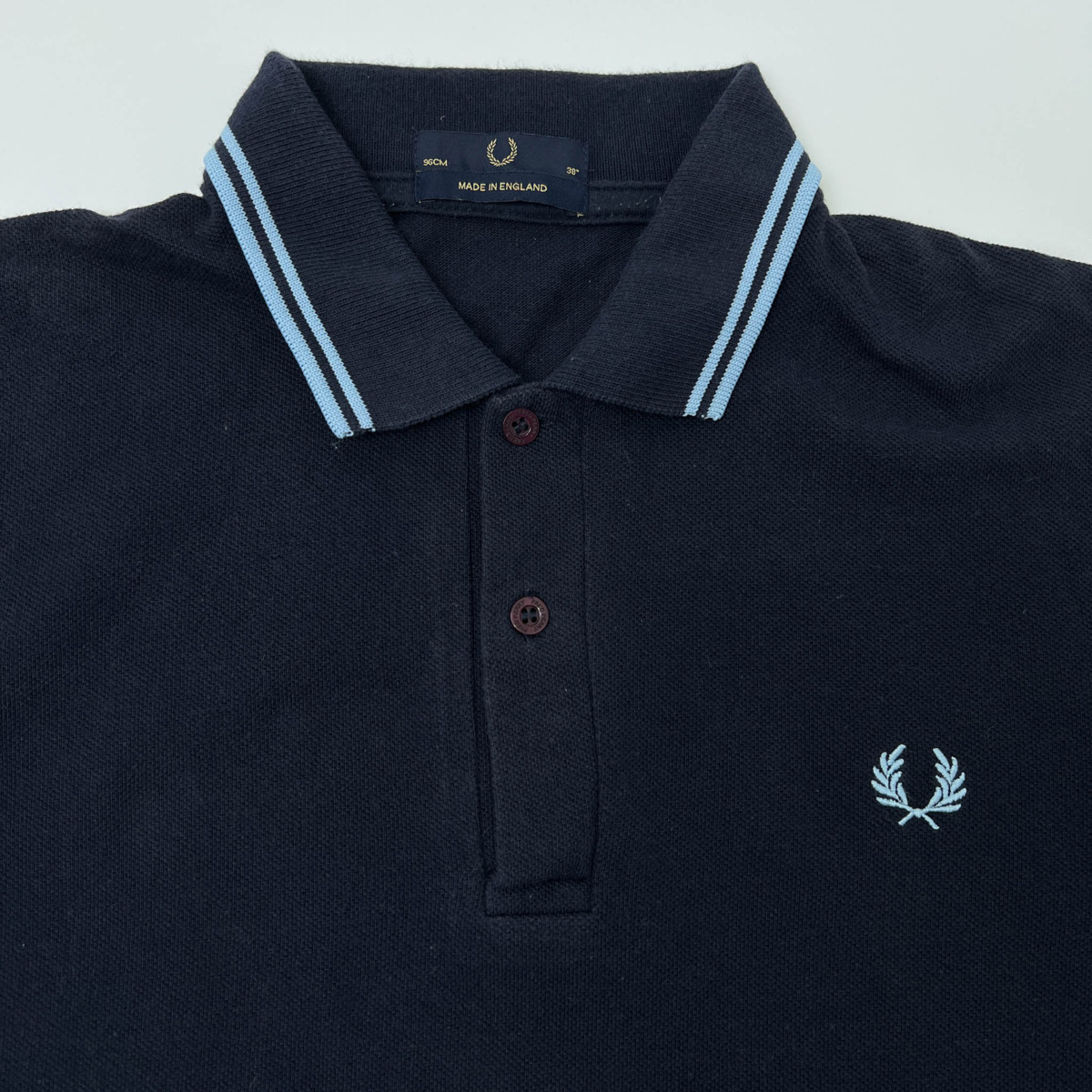 英国製◇FRED PERRY フレッドペリー ロゴ刺繍 鹿の子 半袖 ポロシャツ 