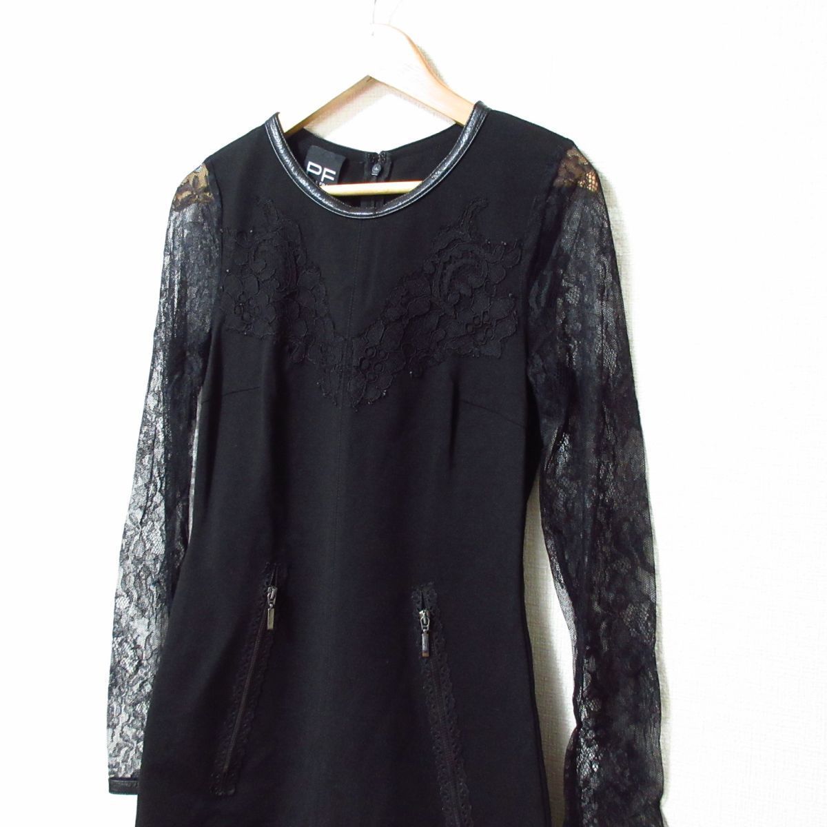 美品 PF PAOLA FRANI パオラフラーニ 花柄レース切替 シアー袖 長袖 