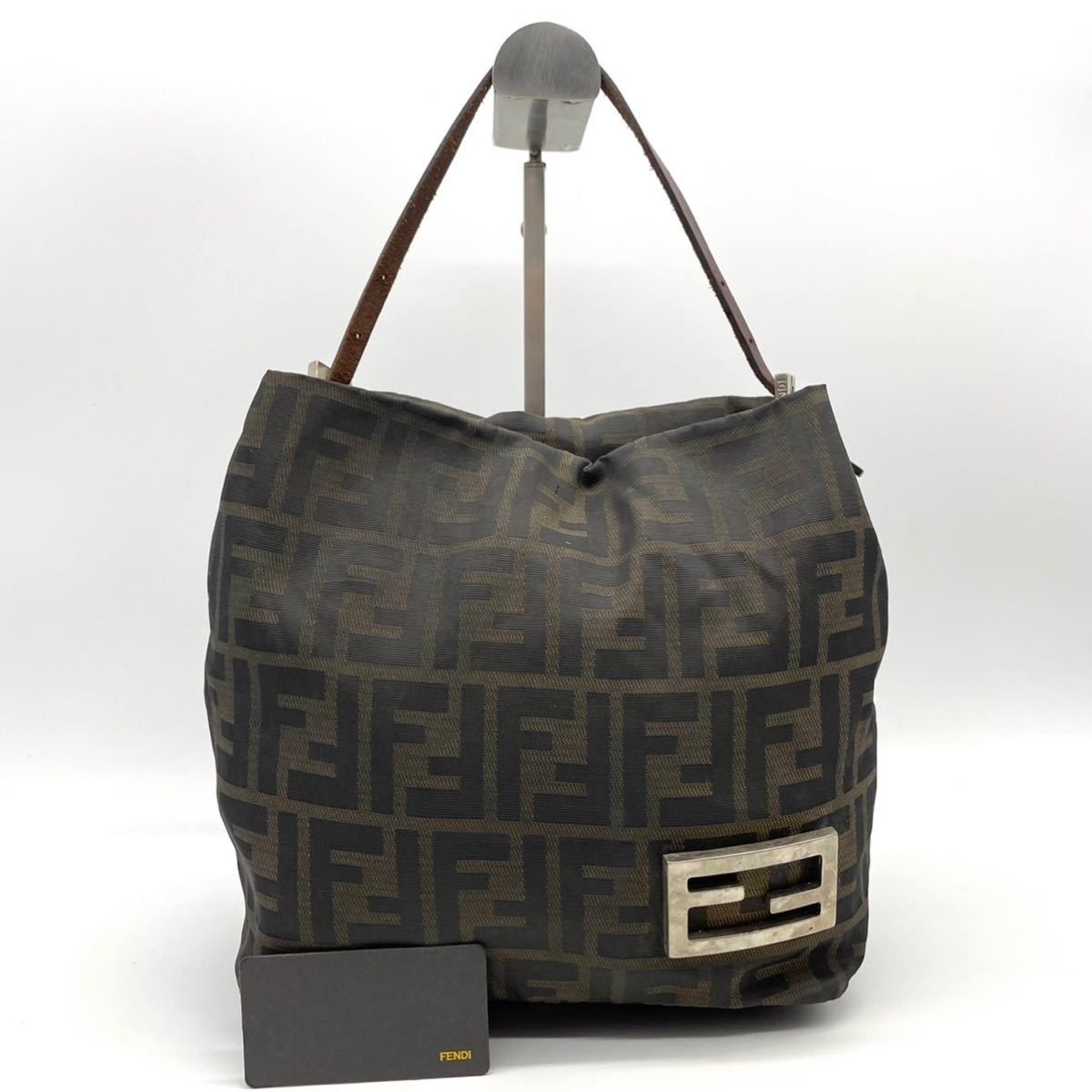 1円〜【美品】FENDI フェンディ ズッカ柄 ハンドバッグ アクセサリーポーチ マンマバケット FF柄 本格 レザー使用 ブラウン 茶 レディース フェンディ 1円 FENDI セミショルダー ベロア ズッカ柄ミニハンドバッグ