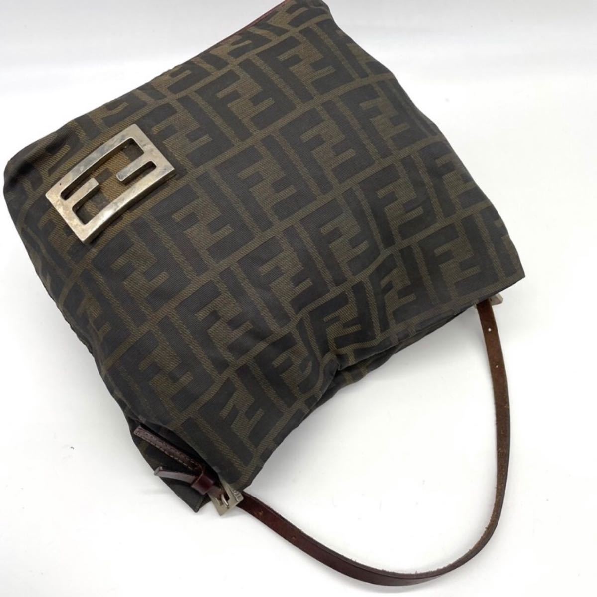 1円〜【美品】FENDI フェンディ ズッカ柄 ハンドバッグ アクセサリーポーチ マンマバケット FF柄 本格 レザー使用 ブラウン 茶 レディース フェンディ 1円 FENDI セミショルダー ベロア ズッカ柄ミニハンドバッグ