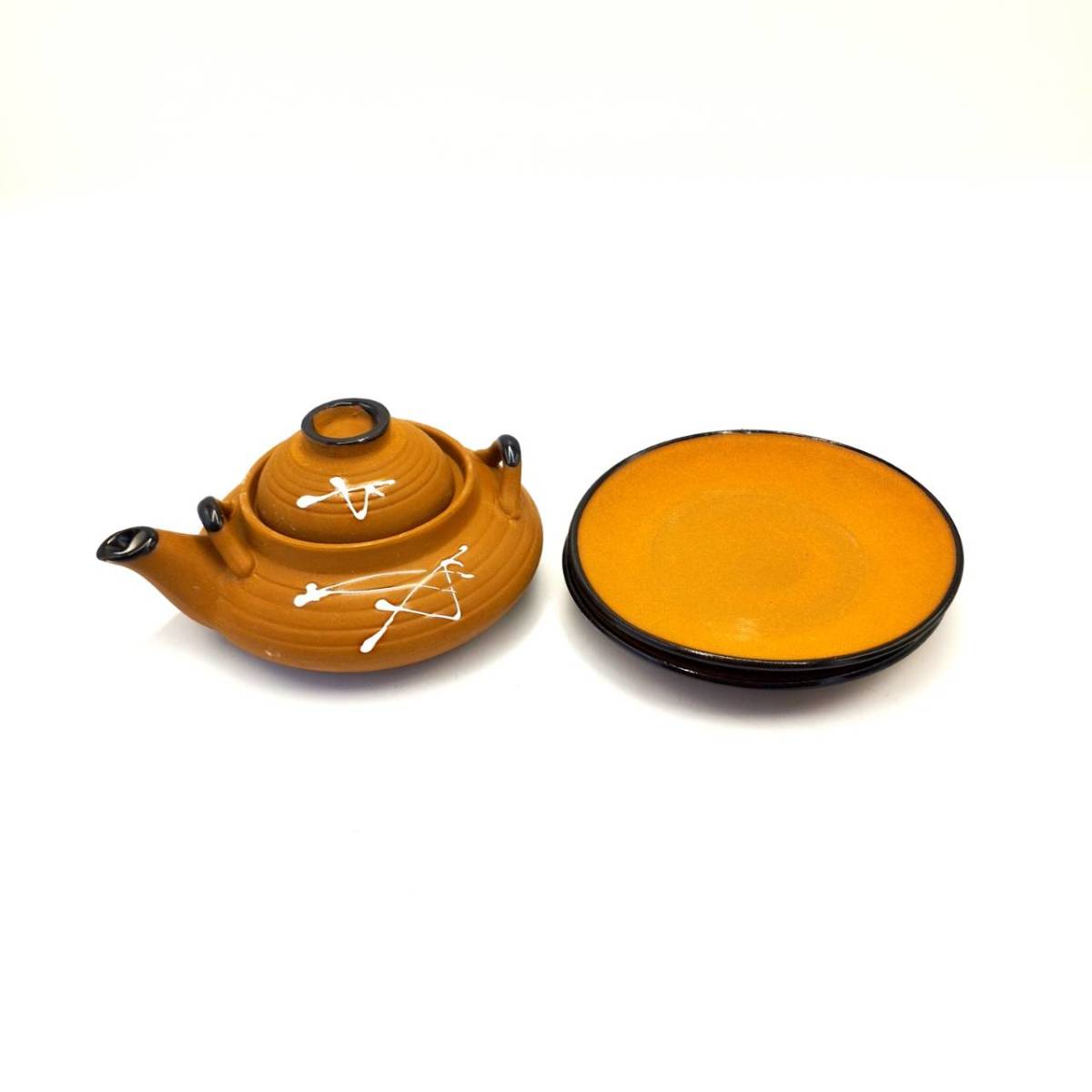 W06004 松葉平型むし 土瓶蒸しセット 4客セット 松茸の土瓶蒸し 土瓶