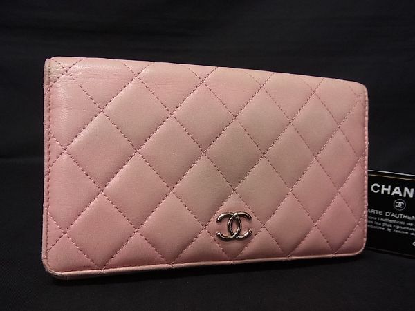 1円 CHANEL シャネル ココマーク マトラッセ レザー コインケース 二 ゴールド金具 ブローチ キャビアスキン ラムスキン チェーン 二つ折り ダークネイビー 小銭入れ