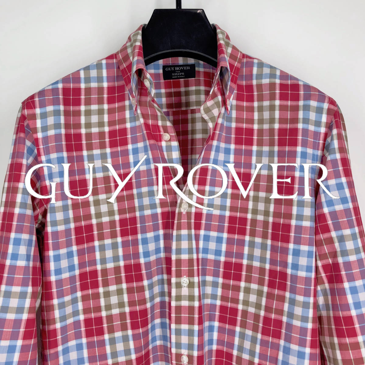 ◆ GUY ROVER ◆ ボタンダウンチェック長袖シャツ S イタリア製 ピンク メンズ ギローバー SHIPS別注 GUY ROVER ボタンダウン ラクマ セール＜GUY Rover