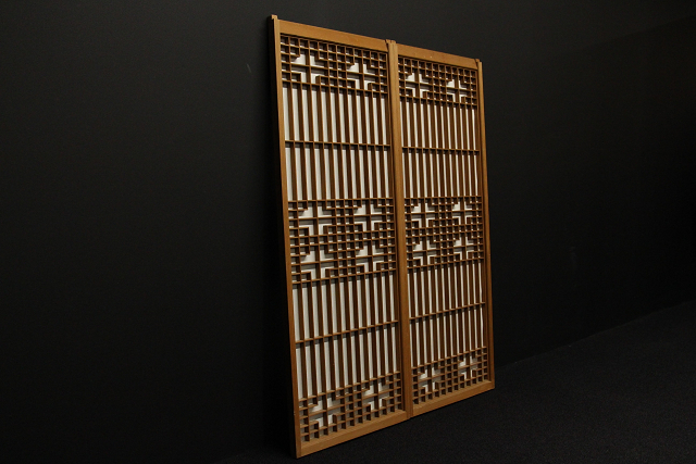 ☆家元☆組子　障子戸　格子戸　格子書院戸２枚　障子戸