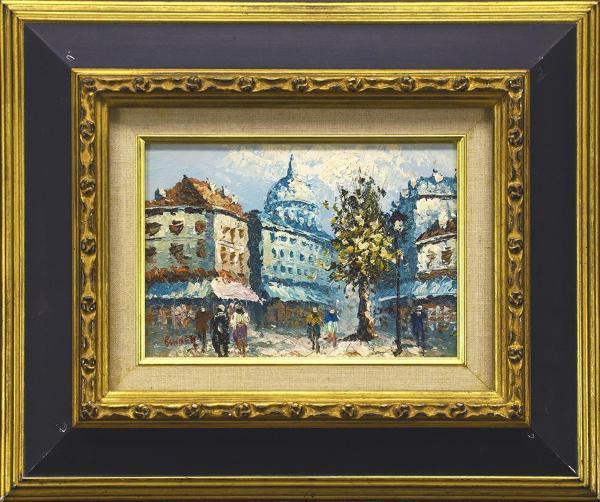 真作】【WISH】キャロライン・バーネット Caroline Burnett 油彩 SM 街