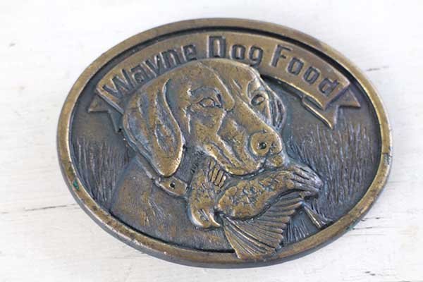 ☆80s Wayne Dog Food 50years ブラス バックル☆ベルト ビンテージ