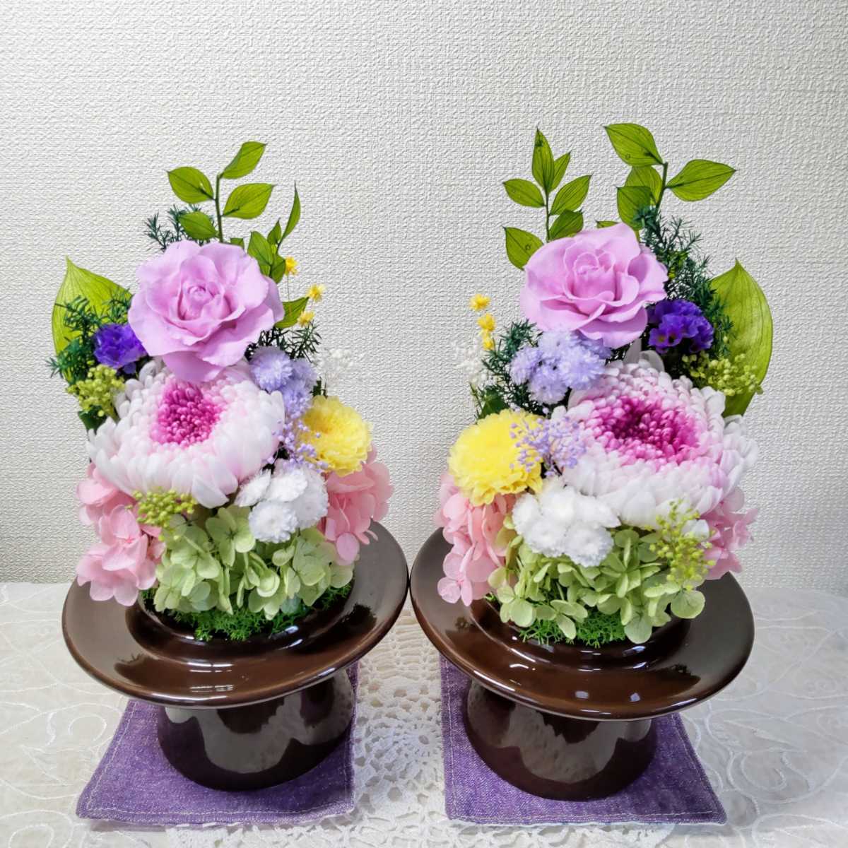プリザーブドフラワー ガラスドームアレンジメント 水やり 仏花 4 