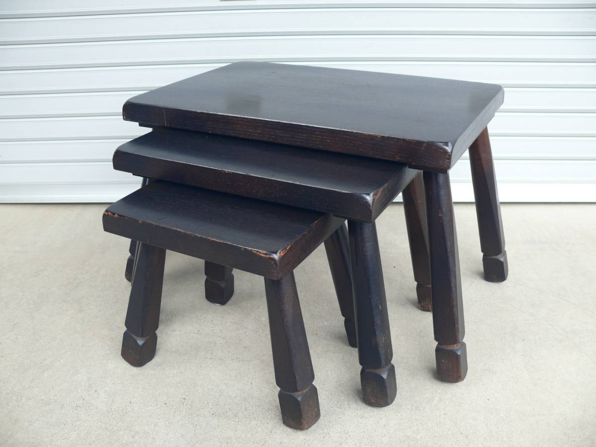 無垢材 ネストテーブル ３点セット サイドテーブル ナイトテーブル（オランダ製だと思います。）