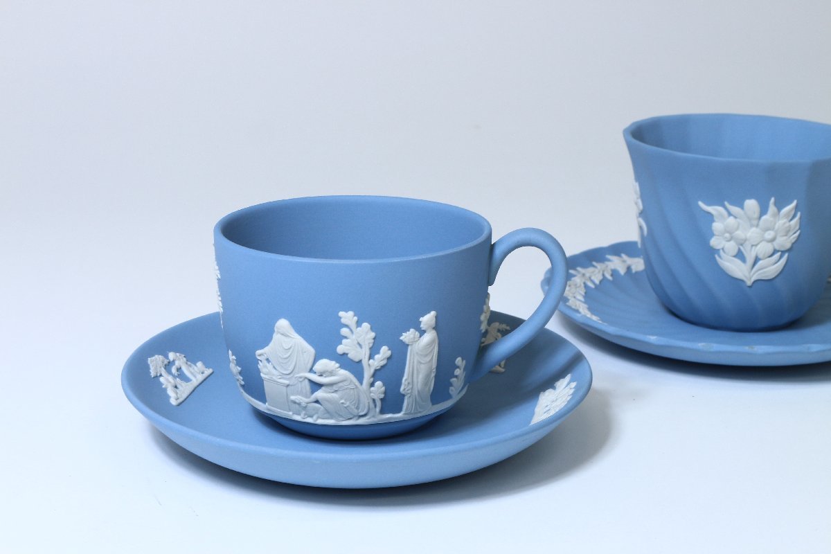ウェッジウッド ジャスパー ブルー カップ＆ソーサー 2客 / WEDGWOOD 