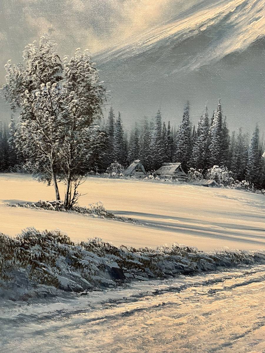 人見友紀『富士山』油彩12号・サイン有り　※真作保証_5