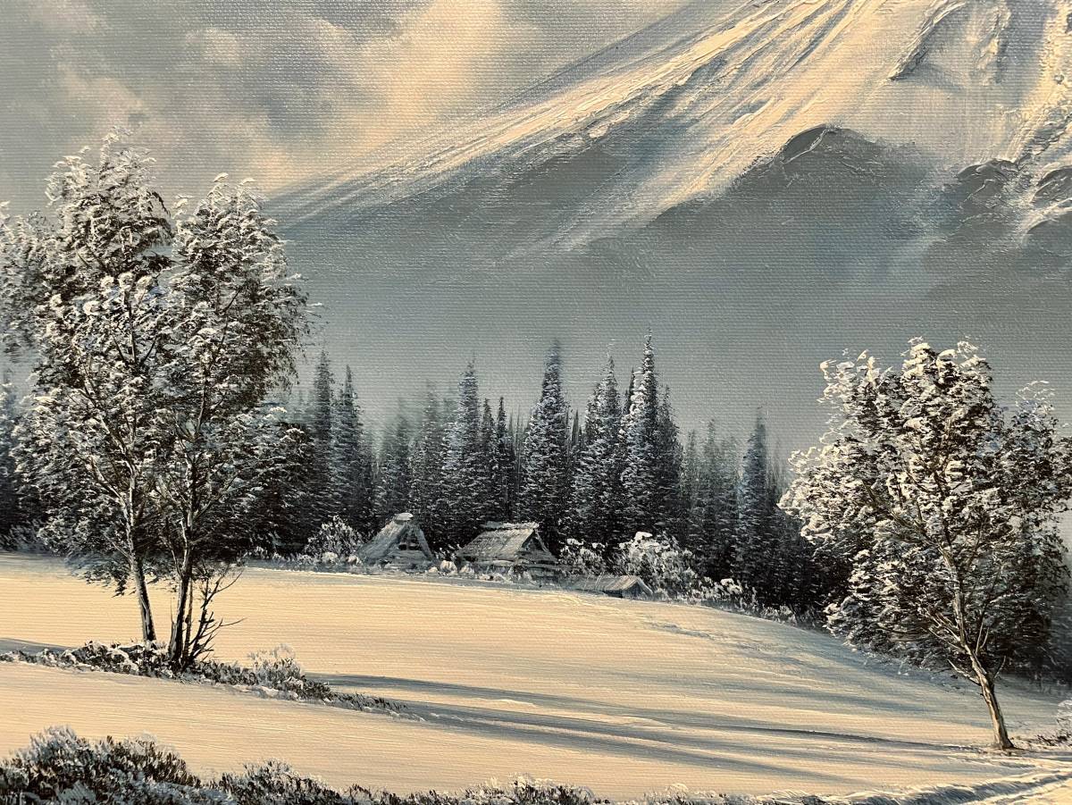 人見友紀『富士山』油彩12号・サイン有り　※真作保証_7