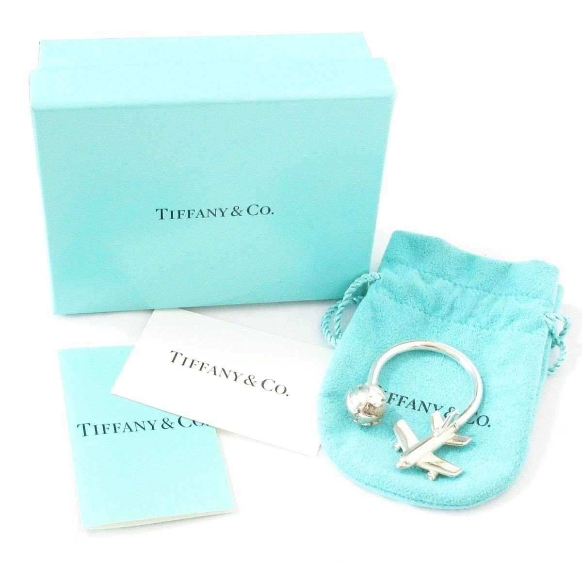 美品 Tiffany&Co ティファニー 925SV 飛行機 地球 キーリング キーホルダー シルバー