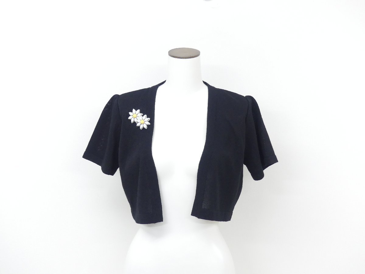 Rene ボレロ 38 ブラック コットンBLEND ブローチ×2 '16年商品 6622700 ルネ Rene - ニットプルオーバー 38&frasl;レディースM～L相当 パール