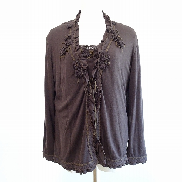 anc インゲボルグ INGEBORG アンサンブル 13 茶 花モチーフ レース  