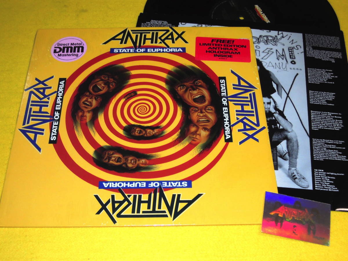 限定セール，送料無料 ホログラムステッカー付き ANTHRAX アンスラックス LPレコード STATE OF EUPHORIA スラッシュメタル THRASH METAL(一般)｜売買されたオークション情報、yahooの商品情報をアーカイブ公開 - オークファン 一般