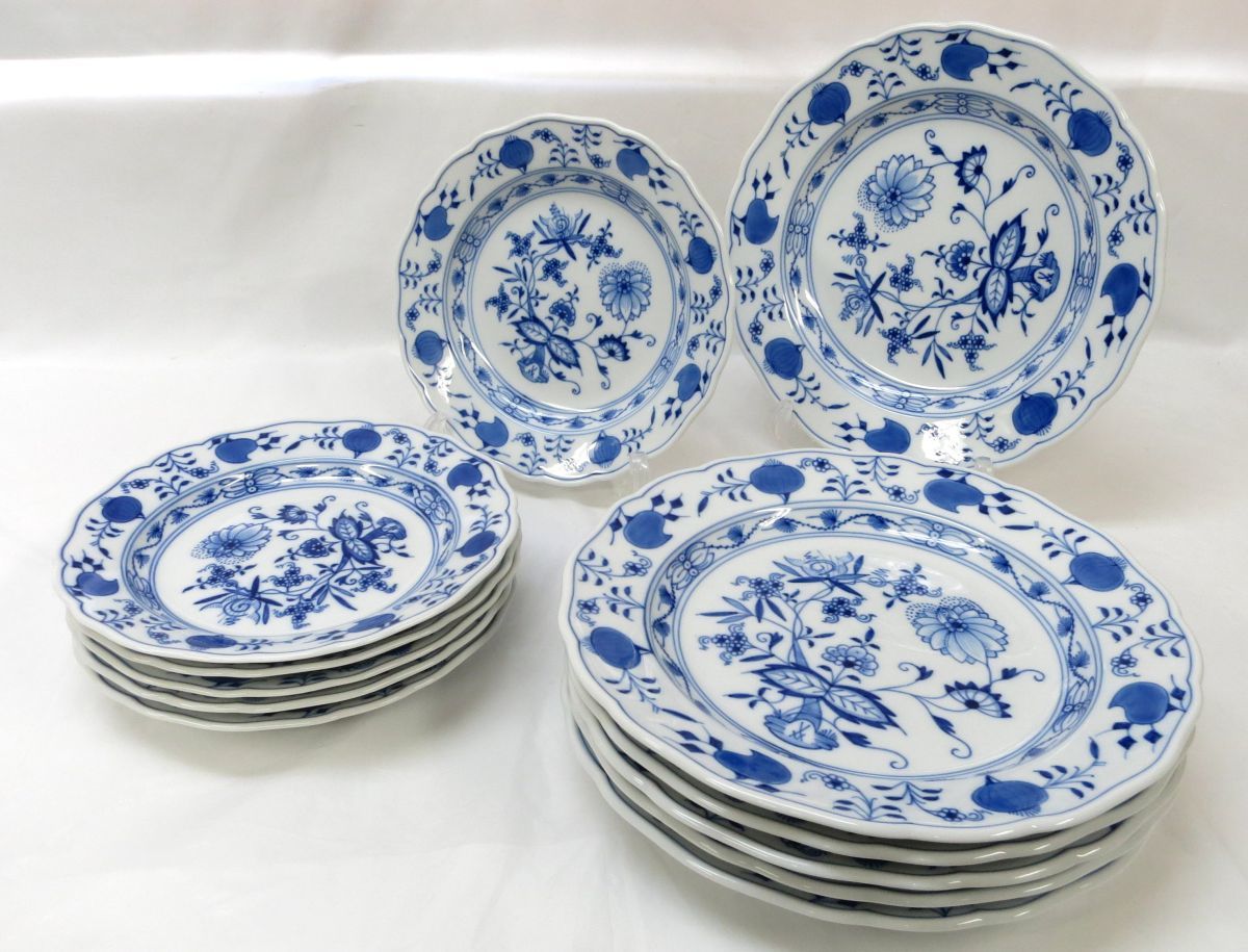 1000円スタート☆美品☆Meissen/マイセン ブルーオニオン 八角プレート